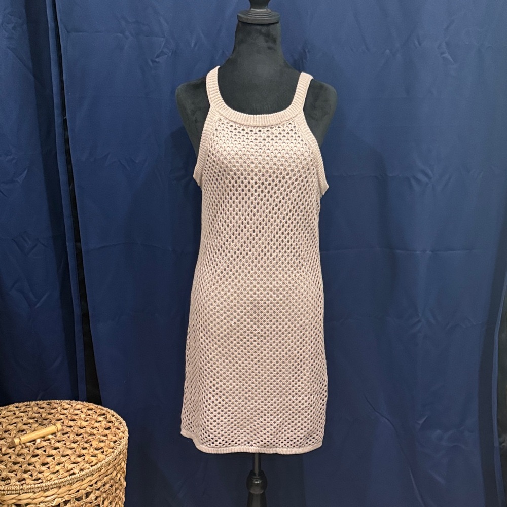 Chic Beige Knit Midi Dress